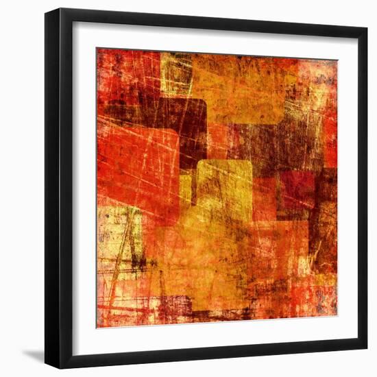 Squares On The Grunge Wall, Abstract Background-molodec-Framed Art Print