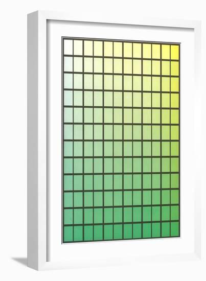 Squares with Gradated Greens-null-Framed Art Print