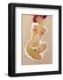 Squatting Female Nude-Egon Schiele-Framed Giclee Print