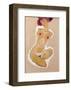 Squatting Female Nude-Egon Schiele-Framed Giclee Print