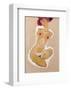 Squatting Female Nude-Egon Schiele-Framed Giclee Print