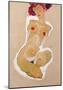 Squatting Female Nude-Egon Schiele-Mounted Giclee Print