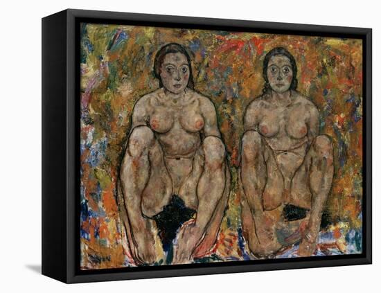 Squatting Women, 1918-Egon Schiele-Framed Stretched Canvas