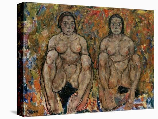 Squatting Women, 1918-Egon Schiele-Stretched Canvas