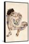 Squatting-Egon Schiele-Framed Stretched Canvas