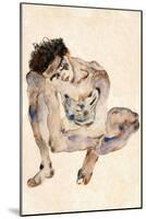 Squatting-Egon Schiele-Mounted Giclee Print