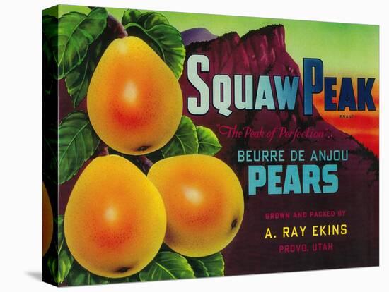 Squaw Peak Pear Crate Label - Provo, UT-Lantern Press-Stretched Canvas