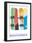 Squaw Valley, California, Snowboards in the Snow-Lantern Press-Framed Art Print