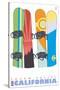 Squaw Valley, California, Snowboards in the Snow-Lantern Press-Stretched Canvas