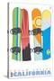 Squaw Valley, California, Snowboards in the Snow-Lantern Press-Stretched Canvas