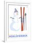 Squaw Valley, California, Snowman with Skis-Lantern Press-Framed Art Print