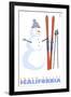 Squaw Valley, California, Snowman with Skis-Lantern Press-Framed Art Print