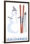 Squaw Valley, California, Snowman with Skis-Lantern Press-Framed Art Print
