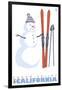Squaw Valley, California, Snowman with Skis-Lantern Press-Framed Art Print