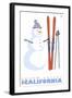 Squaw Valley, California, Snowman with Skis-Lantern Press-Framed Art Print