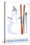 Squaw Valley, California, Snowman with Skis-Lantern Press-Stretched Canvas