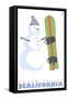 Squaw Valley, California, Snowman with Snowboard-Lantern Press-Framed Stretched Canvas