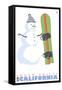 Squaw Valley, California, Snowman with Snowboard-Lantern Press-Framed Stretched Canvas