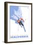 Squaw Valley, California, Stylized Skier-Lantern Press-Framed Art Print