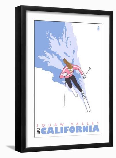 Squaw Valley, California, Stylized Skier-Lantern Press-Framed Art Print