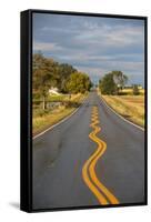 Squiggly Painted Lines On A Two Lane Highway-Ben Herndon-Framed Stretched Canvas
