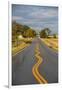 Squiggly Painted Lines On A Two Lane Highway-Ben Herndon-Framed Photographic Print