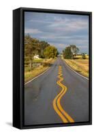 Squiggly Painted Lines On A Two Lane Highway-Ben Herndon-Framed Stretched Canvas