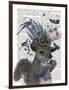 Squirrel Birdkeeper and Blue Acorns-null-Framed Art Print