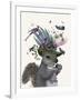 Squirrel Birdkeeper and Blue Acorns-null-Framed Art Print