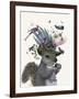 Squirrel Birdkeeper and Blue Acorns-null-Framed Art Print