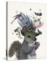 Squirrel Birdkeeper and Blue Acorns-null-Stretched Canvas