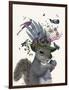 Squirrel Birdkeeper and Blue Acorns-null-Framed Art Print