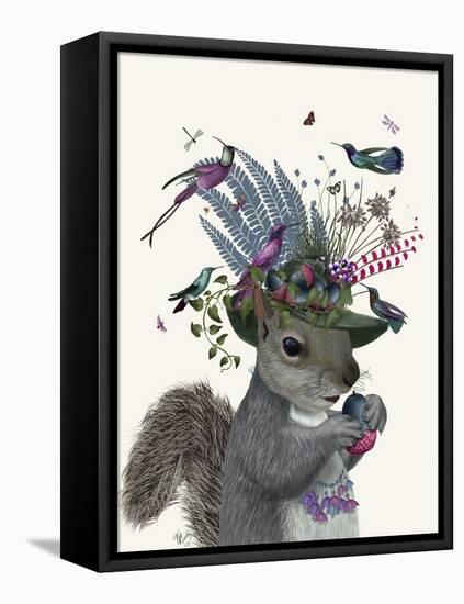 Squirrel Birdkeeper and Blue Acorns-null-Framed Stretched Canvas