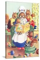 Squirrel Granny Reading Bushy Tales-null-Stretched Canvas