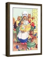 Squirrel Granny Reading Bushy Tales-null-Framed Art Print