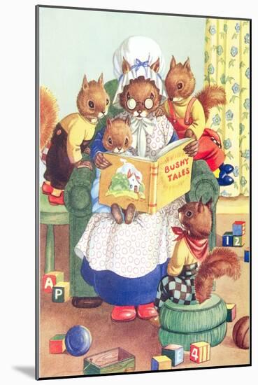 Squirrel Granny Reading Bushy Tales-null-Mounted Art Print