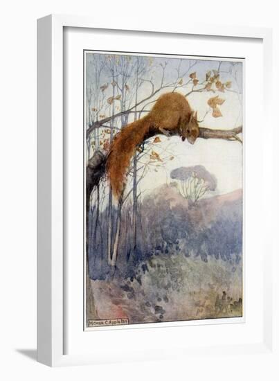 Squirrel in Tree C1917-Honor C. Appleton-Framed Art Print