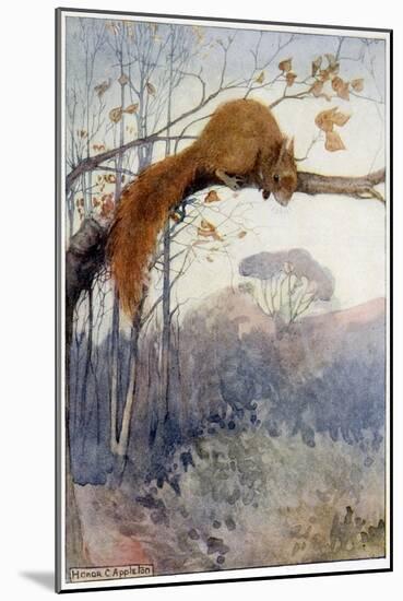 Squirrel in Tree C1917-Honor C. Appleton-Mounted Art Print