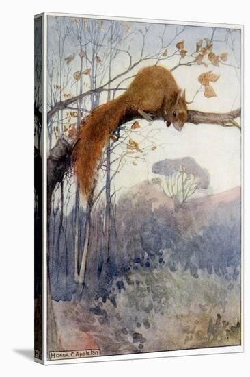 Squirrel in Tree C1917-Honor C. Appleton-Stretched Canvas