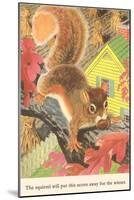 Squirrel with Acorn-null-Mounted Art Print