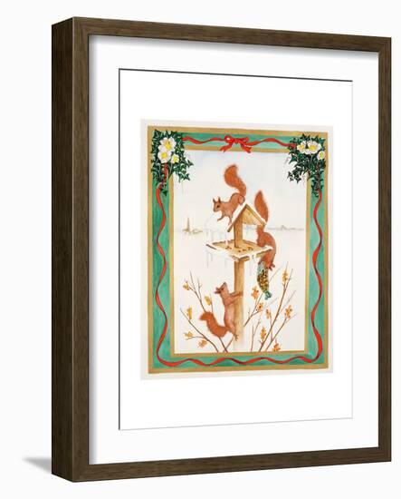 Squirrels Raiding a Bird-Table-Jeanne Maze-Framed Giclee Print