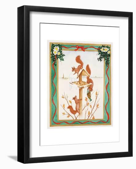 Squirrels Raiding a Bird-Table-Jeanne Maze-Framed Giclee Print