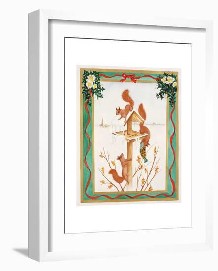 Squirrels Raiding a Bird-Table-Jeanne Maze-Framed Giclee Print