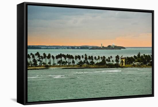 Sra and Old San Juan in Distance, Puerto Rico-Massimo Borchi-Framed Stretched Canvas