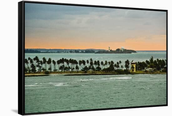 Sra and Old San Juan in Distance, Puerto Rico-Massimo Borchi-Framed Stretched Canvas