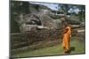 Sri Lanka, Ancient City of Polonnaruwa, Reclining Buddha Statue and Praying Monk-null-Mounted Giclee Print