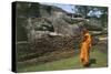 Sri Lanka, Ancient City of Polonnaruwa, Reclining Buddha Statue and Praying Monk-null-Stretched Canvas