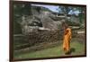 Sri Lanka, Ancient City of Polonnaruwa, Reclining Buddha Statue and Praying Monk-null-Framed Giclee Print