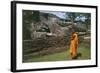 Sri Lanka, Ancient City of Polonnaruwa, Reclining Buddha Statue and Praying Monk-null-Framed Giclee Print