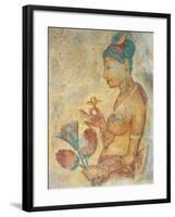 Sri Lanka, Central Province, Matale District, Sigiriya Depicting Apsara Spirit Offering Flowers-null-Framed Giclee Print
